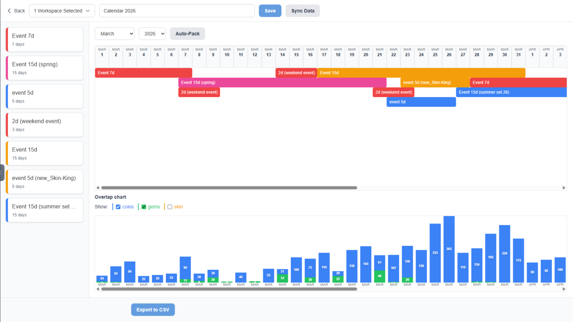 LiveOps Calendar Interface